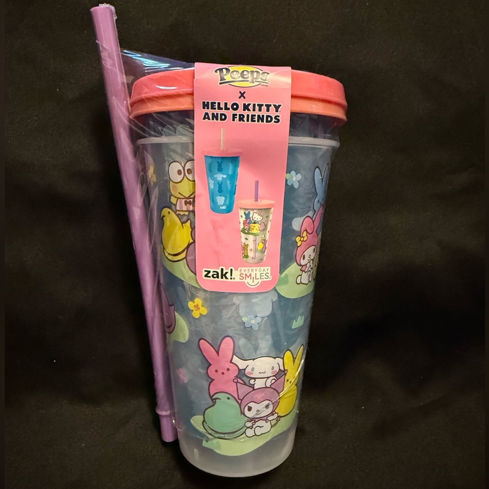 Peeps X Hello Kitty Tumbler Set Of 2 w/ Straws HK & Friends ZAK 25oz Brand New